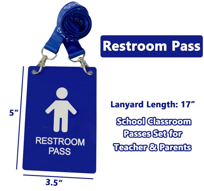 Bemaxy Hall Pass Lanyards with Large Card Passes, Unbreakable School Classroom 5 Inch Passes Set for Teacher Parents(Hall Bathroom Library Office & Nurse),10 Pcs(Boys Restroom) - Image 2
